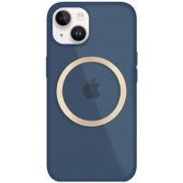 Лъскав прозрачен кейс с MagSafe за iPhone 13 mini - тъмносин