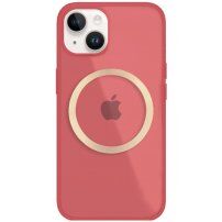 Лъскав прозрачен кейс с MagSafe за iPhone 13 mini - червен