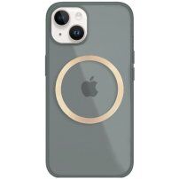 Лъскав прозрачен кейс с MagSafe за iPhone 14 - сив