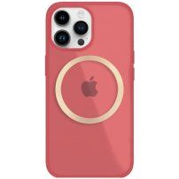 Лъскав прозрачен кейс с MagSafe за iPhone 14 Pro Max - червен