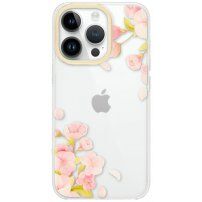 Прозрачен кейс на цветя за iPhone 13 Pro Max - бегонии