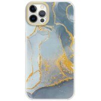 Защитен мраморен кейс за iPhone 12 Pro Max - синьо-сив