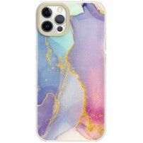 Защитен мраморен кейс за iPhone 12 Pro Max - синьо-лилава