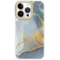 Защитен мраморен кейс за iPhone 13 Pro - синьо-сив