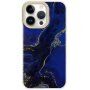 Защитен мраморен кейс за iPhone 14 Pro Max - кралско син