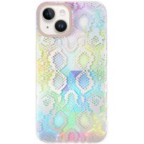 Кейс с мотив на змийска кожа за iPhone 14 - цветовете на дъгата