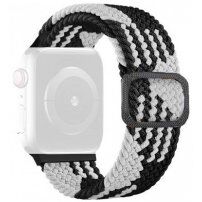 Сплетена каишка за Apple Watch 42mm / 41mm / 40mm / 38mm - бяло-черен
