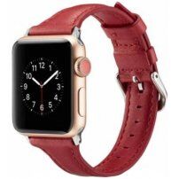 Стилна каишка от кожа за Apple Watch 42mm / 41mm / 40mm / 38mm - червена