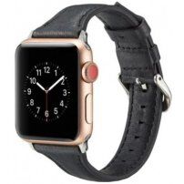 Стилна каишка от кожа за Apple Watch 42mm / 41mm / 40mm / 38mm - черна