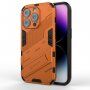 Устойчив защитен кейс със стойка за iPhone 14 Pro - оранжев
