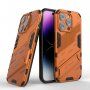Устойчив защитен кейс със стойка за iPhone 14 Pro - оранжев
