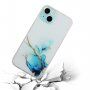 Прозрачен кейс с мраморен мотив за iPhone 14 Plus - син