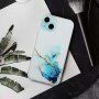 Прозрачен кейс с мраморен мотив за iPhone 14 Plus - син