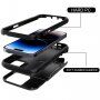 Устойчив кейс с място за карти и огледало за iPhone 14 Pro Max - черен