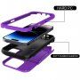 Устойчив кейс с място за карти и огледало за iPhone 14 Pro Max - лилав
