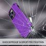 Устойчив кейс с място за карти и огледало за iPhone 14 Pro Max - лилав
