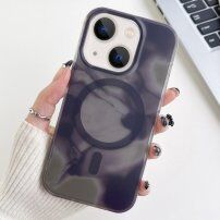 Прозиращ кейс с мотив водни цветове и MagSafe за iPhone 14 Plus - сив