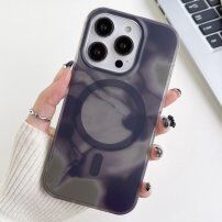 Прозиращ кейс с мотив водни цветове и MagSafe за iPhone 14 Pro - сив