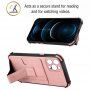 Кейс с джоб за карти и стойка за iPhone 13 Pro Max - розов