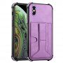 Кейс с джоб за карти и стойка за iPhone X / XS - лилав
