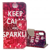 Флип калъф за iPhone XS / iPhone X - Keep Calm and Sparkle
