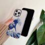 Лъскав кейс с мотив за iPhone 13 Pro - сини мандали