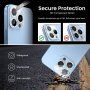 Закалено стъкло с блестящи рамки за защита на лещите на камерата за iPhone 13 / 13 mini - сребърно