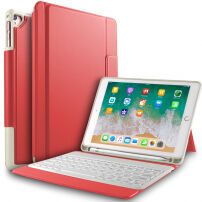 Калъф с клавиатура за iPad 9,7" (2017/2018) / Air 1/2 / Pro 9,7" и кутия за Pencil - червена