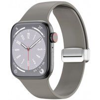 Силиконова каишка с метална магнитна закопчалка за Apple Watch 42mm / 41mm / 40mm / 38mm - сив