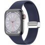 Силиконова каишка с метална магнитна закопчалка за Apple Watch 42mm / 41mm / 40mm / 38mm - тъмносин