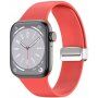 Силиконова каишка с метална магнитна закопчалка за Apple Watch Ultra 49mm / 46mm / 45mm / 44mm / 42mm - червен