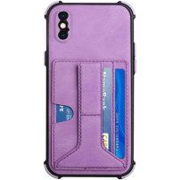Кейс с джоб за карти и стойка за iPhone XS Max - лилав