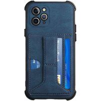 Кейс с джоб за карти и стойка за iPhone 11 Pro Max - син