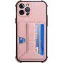 Кейс с джоб за карти и стойка за iPhone 12 Pro Max - розов