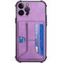 Кейс с джоб за карти и стойка за iPhone 13 Pro Max - лилав