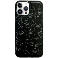 Матиран кейс с абстрактен мотив за iPhone 14 Pro - черен