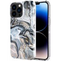 Мраморен блестящ кейс за iPhone 13 Pro - светлосин