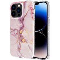 Мраморен блестящ кейс за iPhone 13 Pro Max - розов