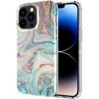 Мраморен блестящ кейс за iPhone 13 Pro Max - пастелни цветове
