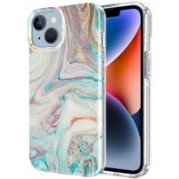Мраморен блестящ кейс за iPhone 14 Plus - пастелни цветове