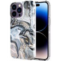 Мраморен блестящ кейс за iPhone 14 Pro Max - светлосин