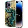Мраморен блестящ кейс за iPhone 14 Pro Max - цвят петрол