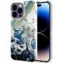 Мраморен блестящ кейс за iPhone 14 Pro Max - тъмносин