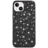 Защитен кейс с пайети за iPhone 14 Plus - черен