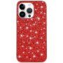 Защитен кейс с пайети за iPhone 14 Pro - червен