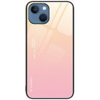 Кейс със стъклена задна част за iPhone 14 Plus - розово златен