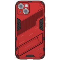 Устойчив защитен кейс със стойка за iPhone 14 - червен