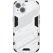 Устойчив защитен кейс със стойка за iPhone 14 Plus - бял