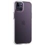 Прозрачен кейс с пъстра рамка от мека пластмаса за iPhone 14 Plus - бял