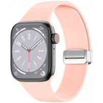 Силиконова каишка с метална магнитна закопчалка за Apple Watch 42mm / 41mm / 40mm / 38mm - розов